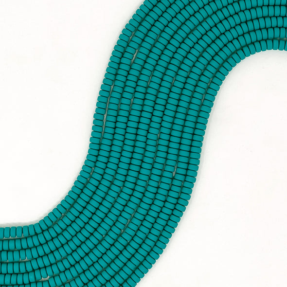 Polymer Clay Rondelle Beads, 6mm - Dark Jade
