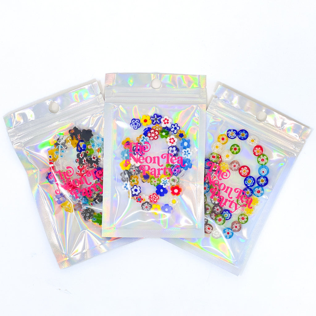 Glass Millefiori Bead Bundle - Flowers, Stars & Discs