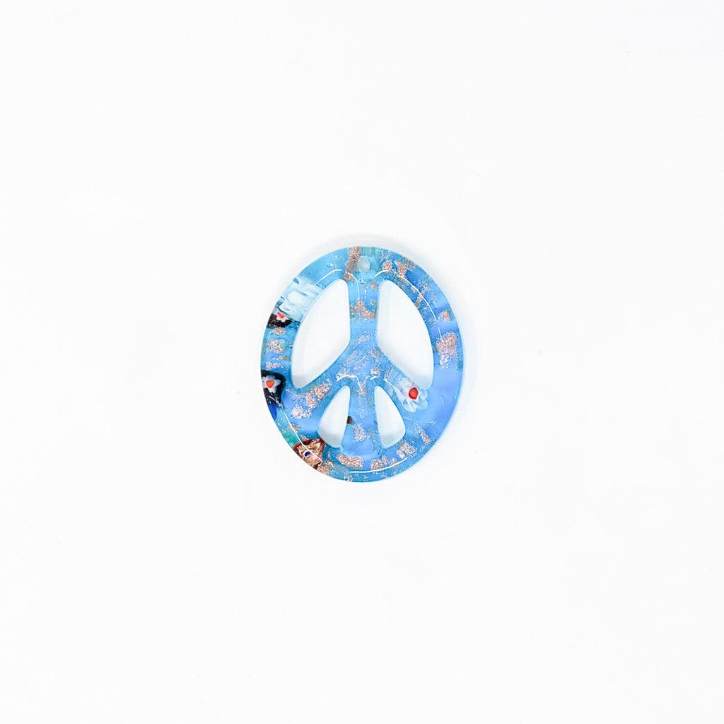 Glass Millefiori Peace Sign Pendant