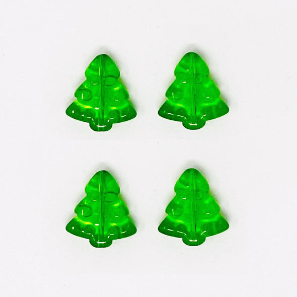 Green Glass Christmas Tree Beads (4 pcs)