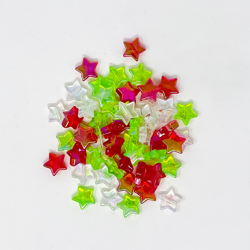 Iridescent Star Bead Mix - Christmas