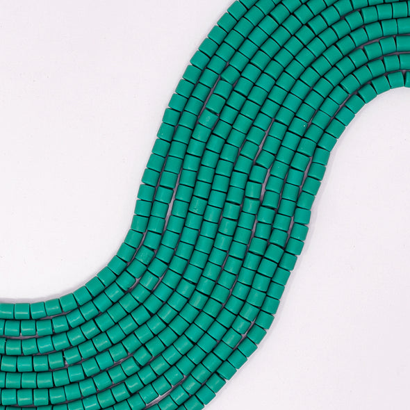 Polymer Clay Barrel Beads - Jade Green