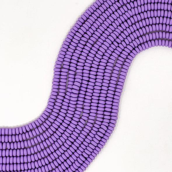 Polymer Clay Rondelle Beads, 6mm - Lilac
