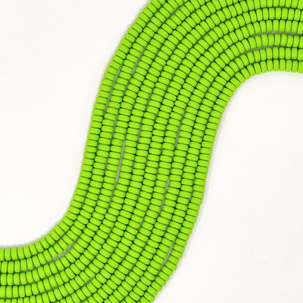 Polymer Clay Rondelle Beads, 6mm - Lime Green