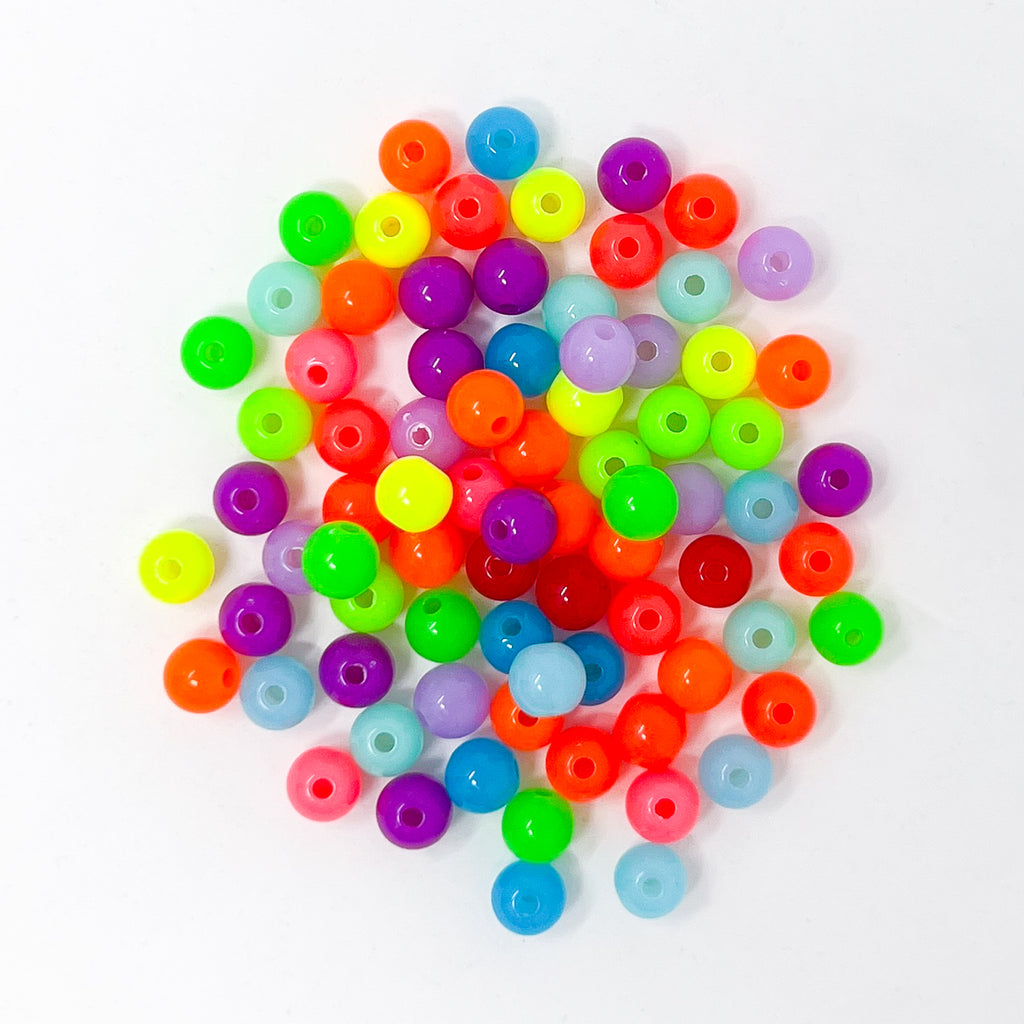 Neon Round Beads, 6mm