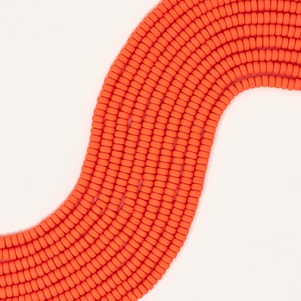 Polymer Clay Rondelle Beads, 6mm - Orange