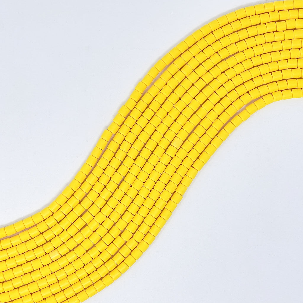 Polymer Clay Barrel Beads - Yellow