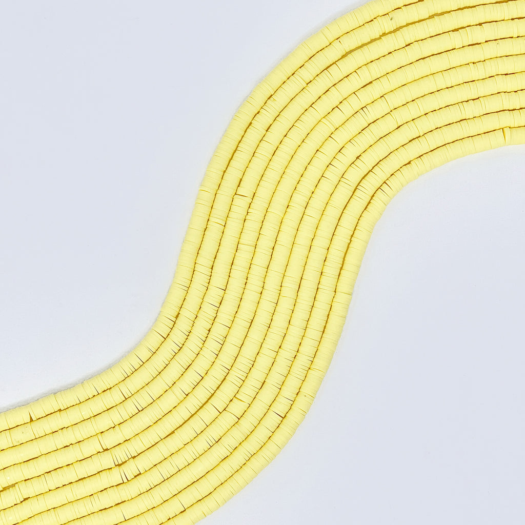 Polymer Clay Heishi Disc Beads, 6mm - Light Yellow