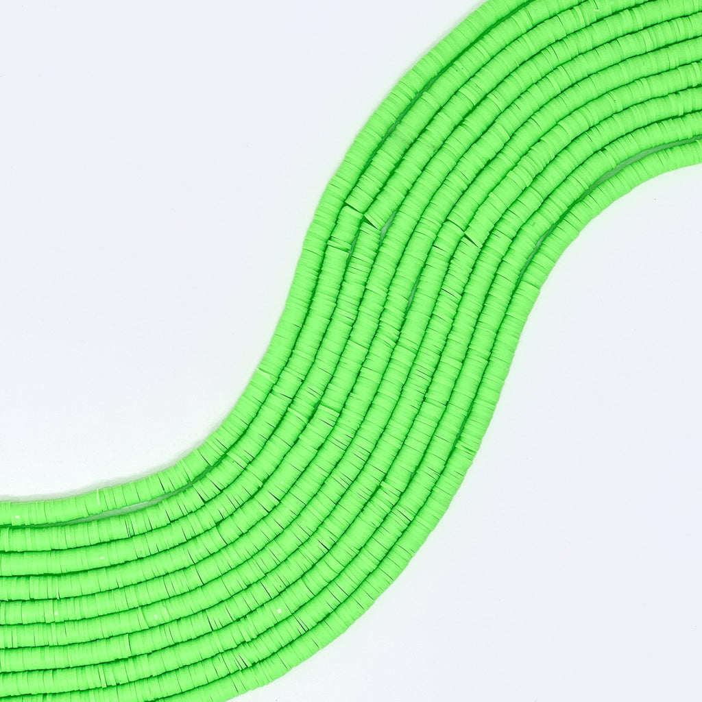 Polymer Clay Heishi Disc Beads, 6mm - Neon Green
