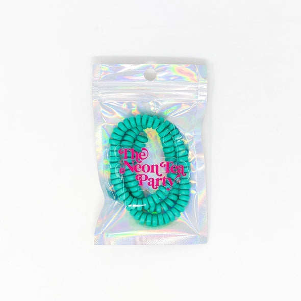 Polymer Clay Rondelle Beads, 6mm - Neon Pink