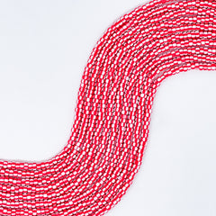 Polymer Clay Rondelle Beads, 6mm - Red Stripe