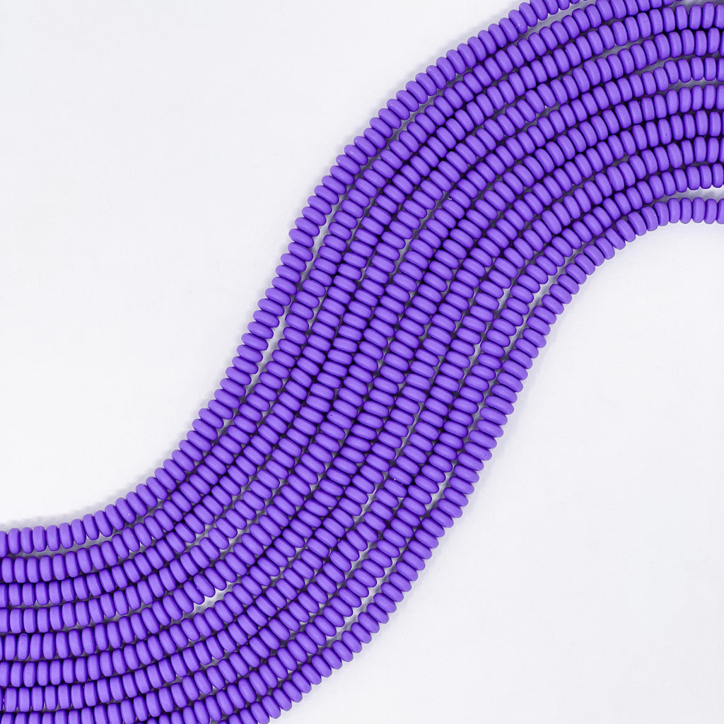 Polymer Clay Rondelle Beads, 6mm - Violet
