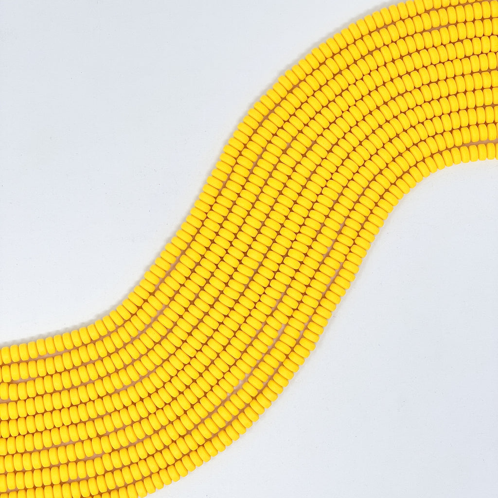 Polymer Clay Rondelle Beads, 6mm - Yellow