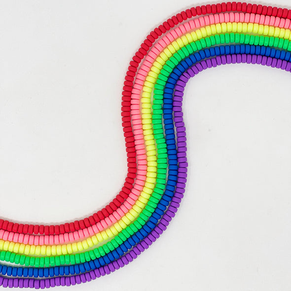 Polymer Clay Rondelle Bead Bundle - Primary Rainbow