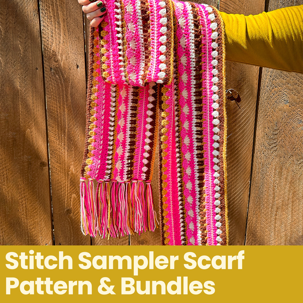 Stitch Sampler Scarf Pattern and Yarn Bundles