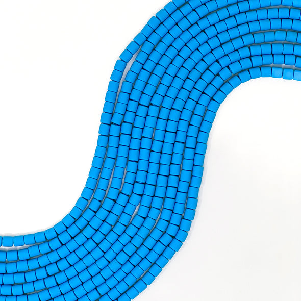 Polymer Clay Barrel Beads - Surf Blue