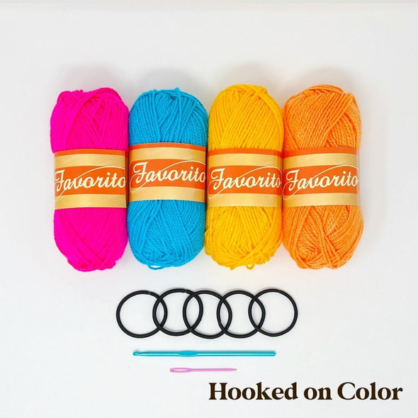 Crochet Scrunchie DIY Kit The Neon Tea Party Hooked on Color 