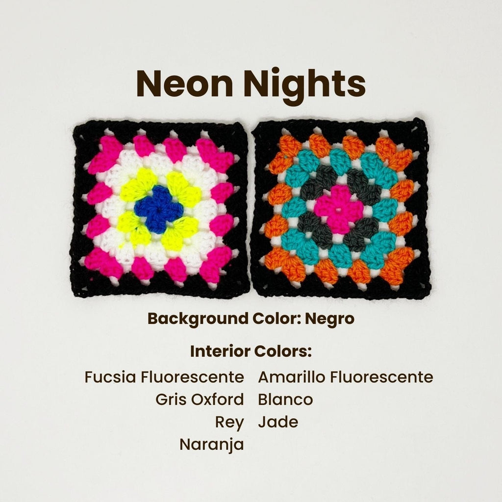 Granny Square Cardigan - Pattern & Yarn Bundles Needlecraft Patterns The Neon Tea Party Neon Nights Size 1 