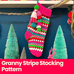 Granny Stripe Stocking Crochet Pattern & Yarn Bundles The Neon Tea Party Pattern Only 