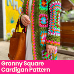 Granny Square Cardigan - Pattern & Yarn Bundles Needlecraft Patterns The Neon Tea Party Granny Square Cardigan - PATTERN ONLY 