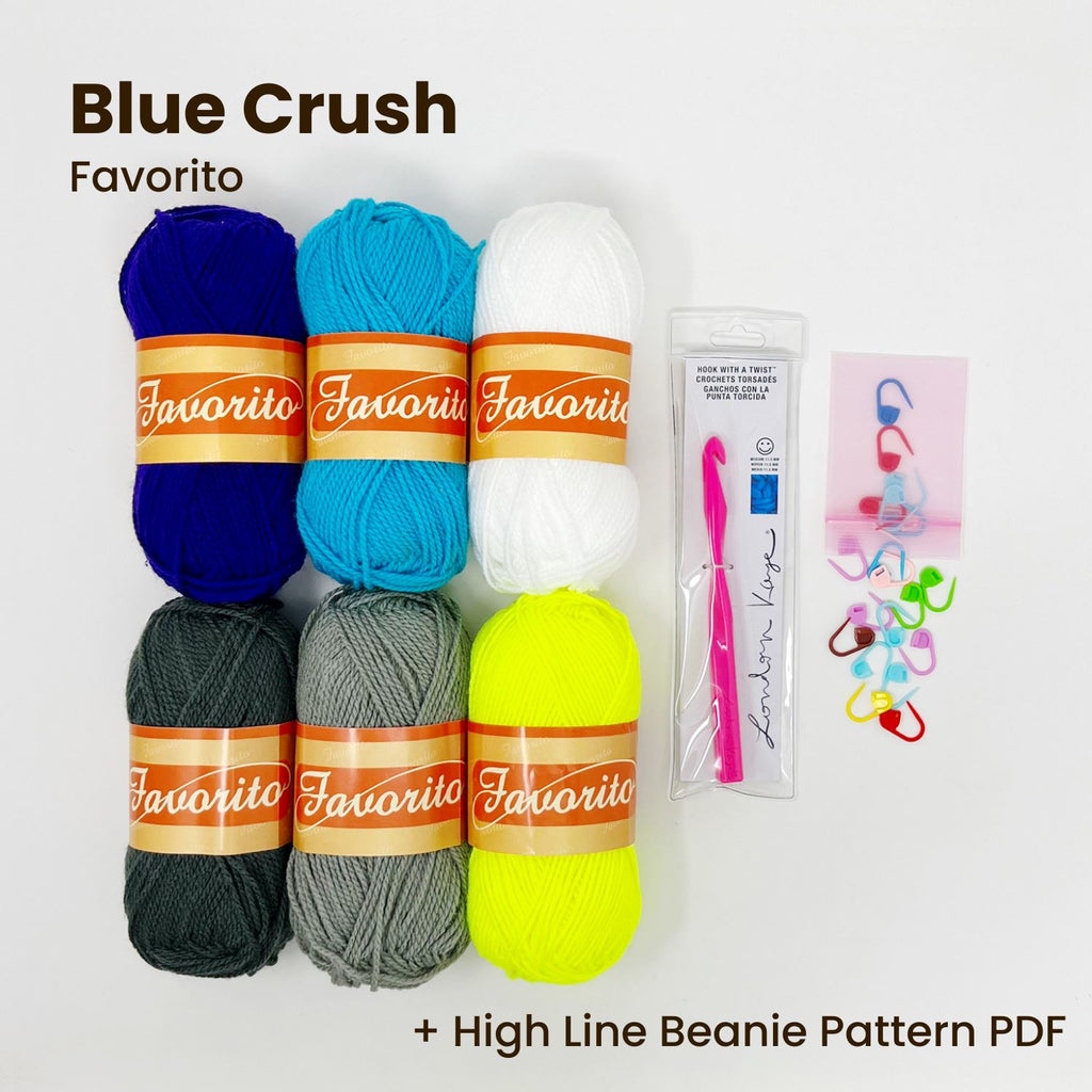 High Line Crochet Beanie Bundle Bundle The Neon Tea Party Blue Crush (Favorito) 