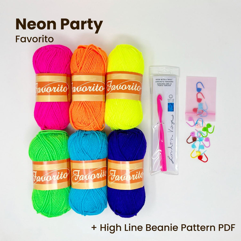 High Line Crochet Beanie Bundle Bundle The Neon Tea Party Neon Party (Favorito) 