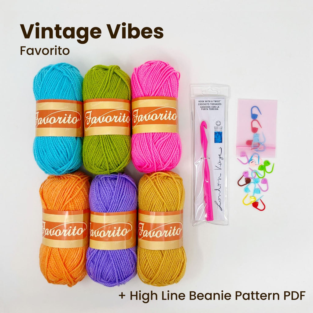 High Line Crochet Beanie Bundle Bundle The Neon Tea Party Vintage Vibes (Favorito) 