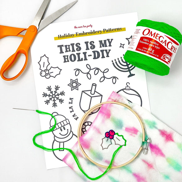 Holiday Embroidery Template The Neon Tea Party 