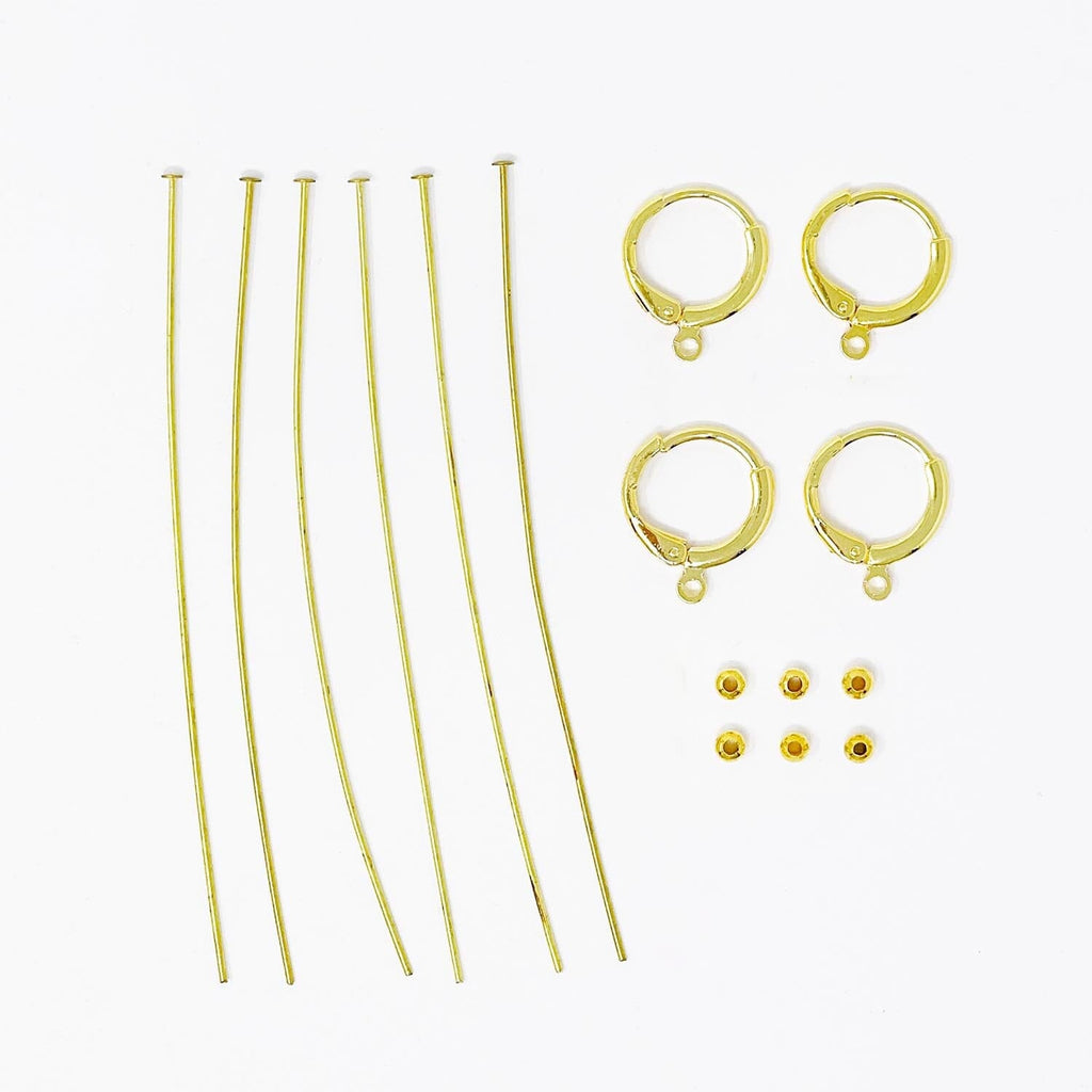 Huggie Drop Earrings - Findings Set Beads The Neon Tea Party 