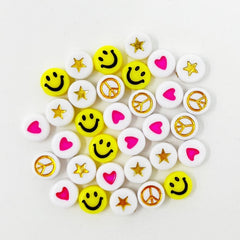 Peace, Love & Happiness Round Bead Mix Beads The Neon Tea Party Classic Mix 