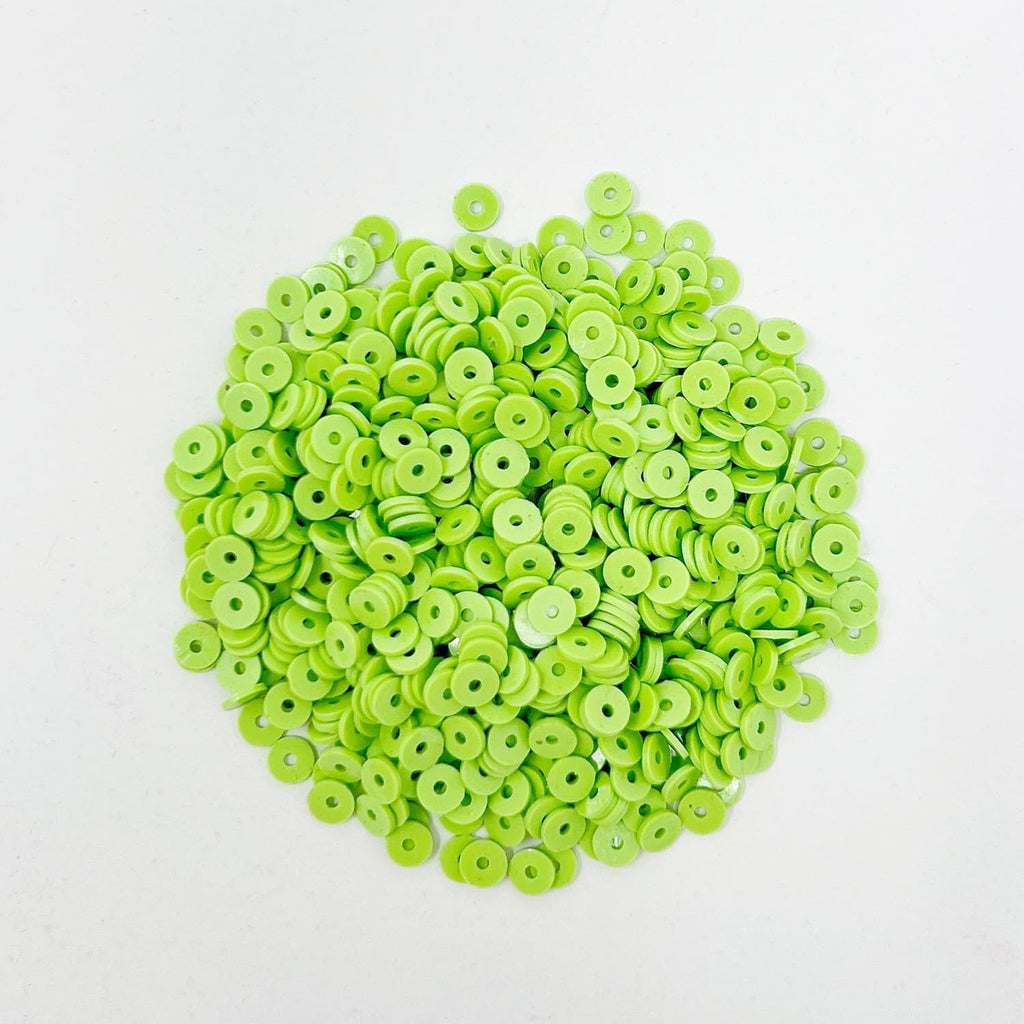 Vinyl Record Heishi Disc Beads, 4mm Beads The Neon Tea Party Lime Green 
