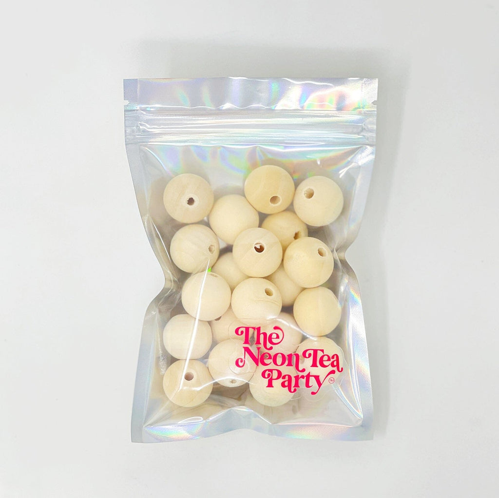 Wooden Beads, Round Beads The Neon Tea Party 3/4 Inch 